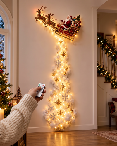 Switching the Santa's Sleigh wall light on with the remote