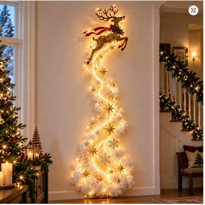 Golden Reindeer magic trail wall light