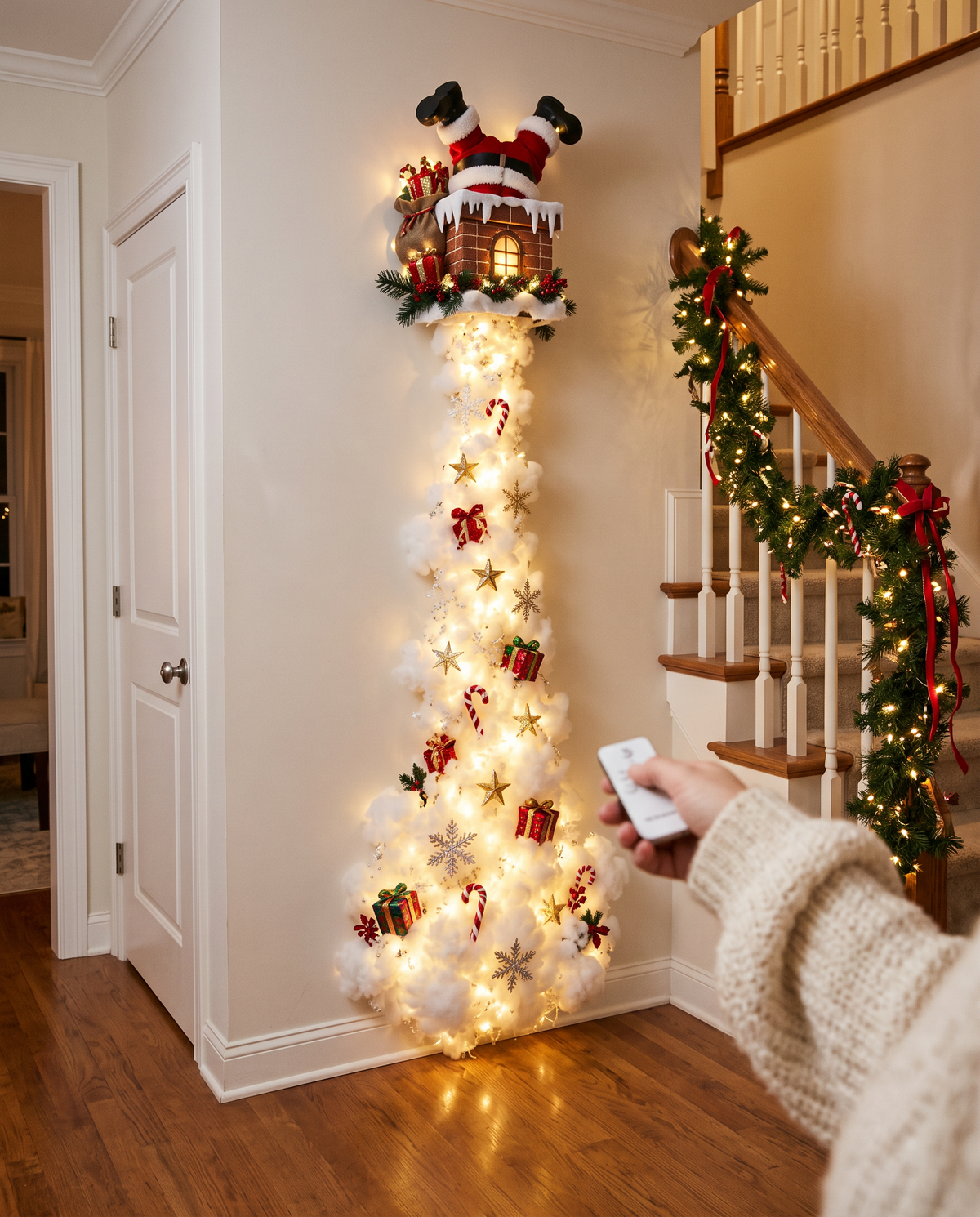 Switching the Santa in the Chimney wall light on with the remote