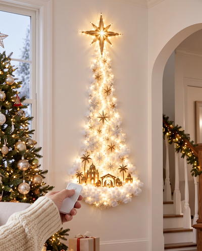 Switching the Star & Nativity wall light on with the remote